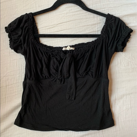 Princess Polly Tops - Black peasant top